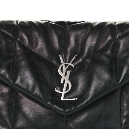 Saint Laurent Lambskin Quilted Medium Loulou Puffer Monogram Chain Satchel Black 8 of 10