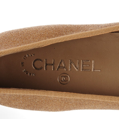 Chanel Glitter Tweed Cap Toe CC Ballerina Flats 40.5 Beige Noir 8 of 9