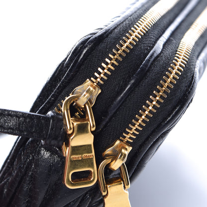 Miu Miu Vitello Lux Matelasse Double Zip Wristlet Black 9 of 9