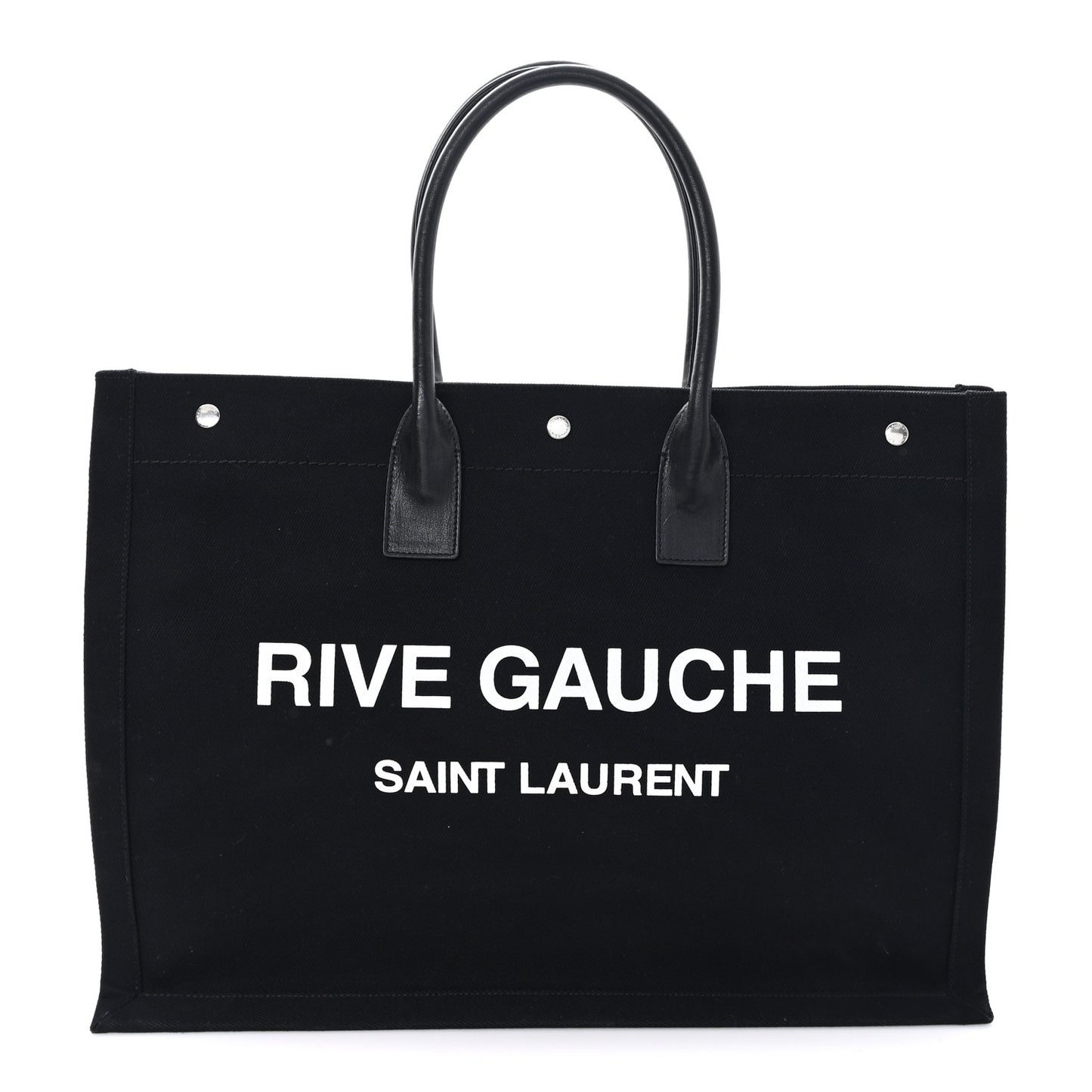 Linen Calfskin Rive Gauche Tote Black