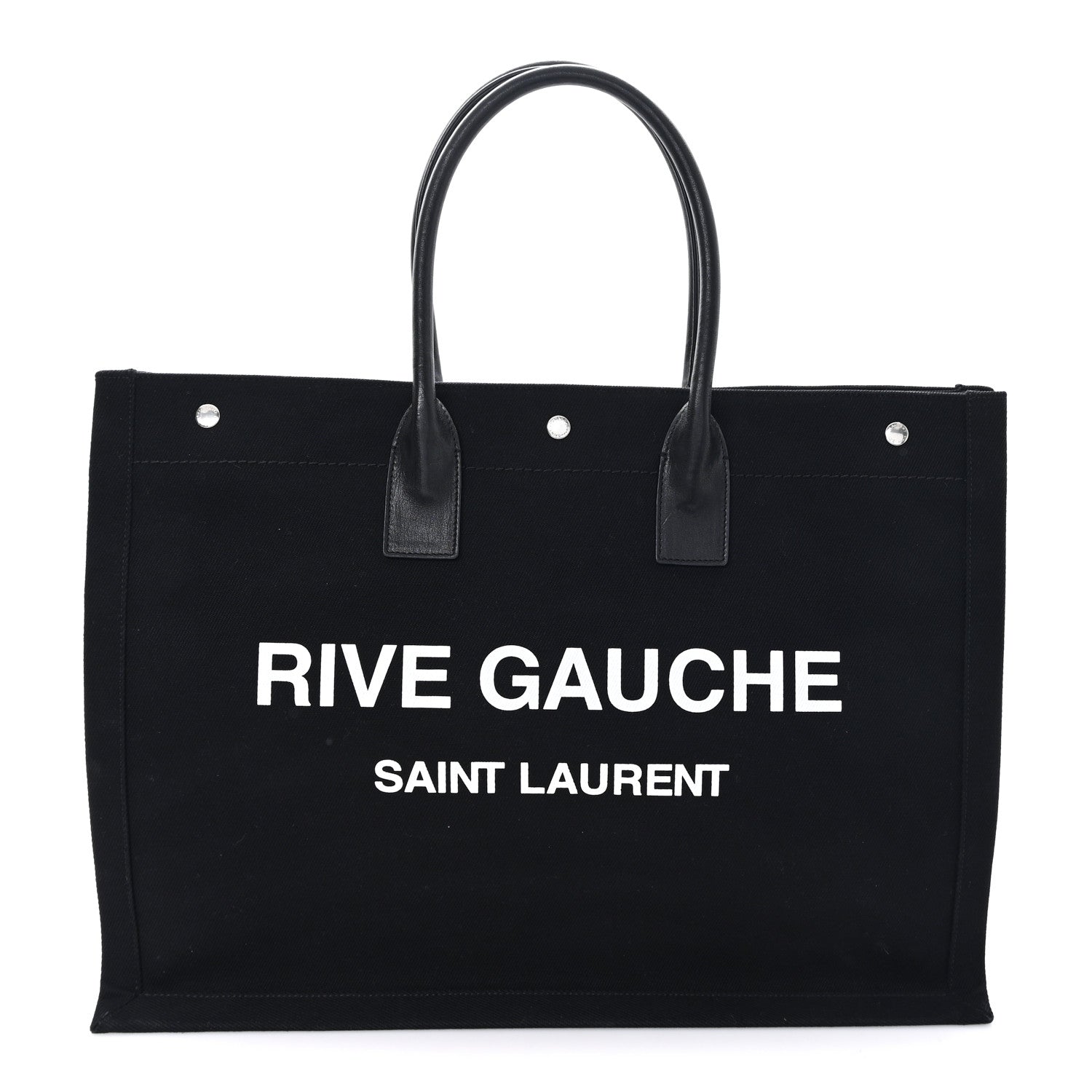 Saint Laurent Linen Calfskin Rive Gauche Tote Black 1 of 10