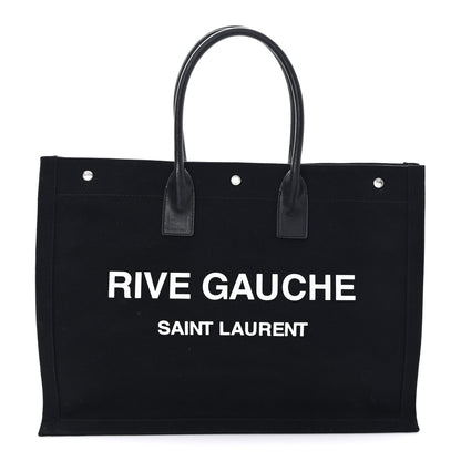 Saint Laurent Linen Calfskin Rive Gauche Tote Black 1 of 10