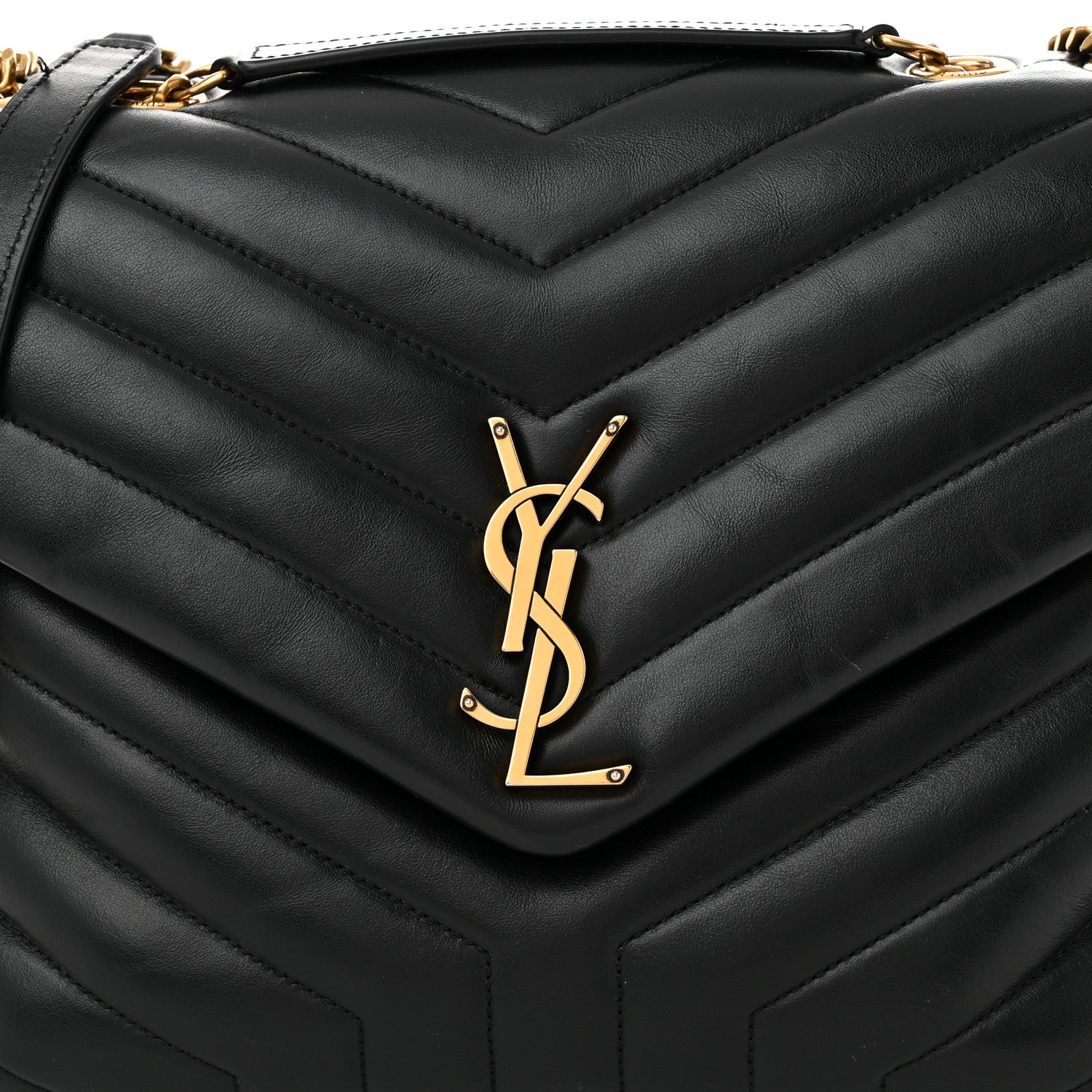 Saint Laurent Calfskin Y Quilted Monogram Medium Loulou Chain Satchel Black 8 of 11