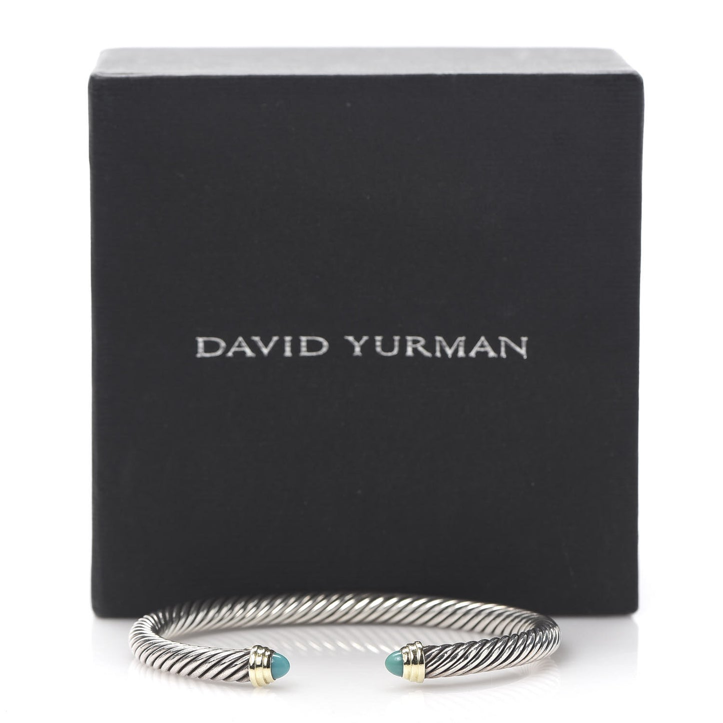 Sterling Silver 14K Yellow Gold Turquoise 5mm Cable Classics Petite Color Bracelet