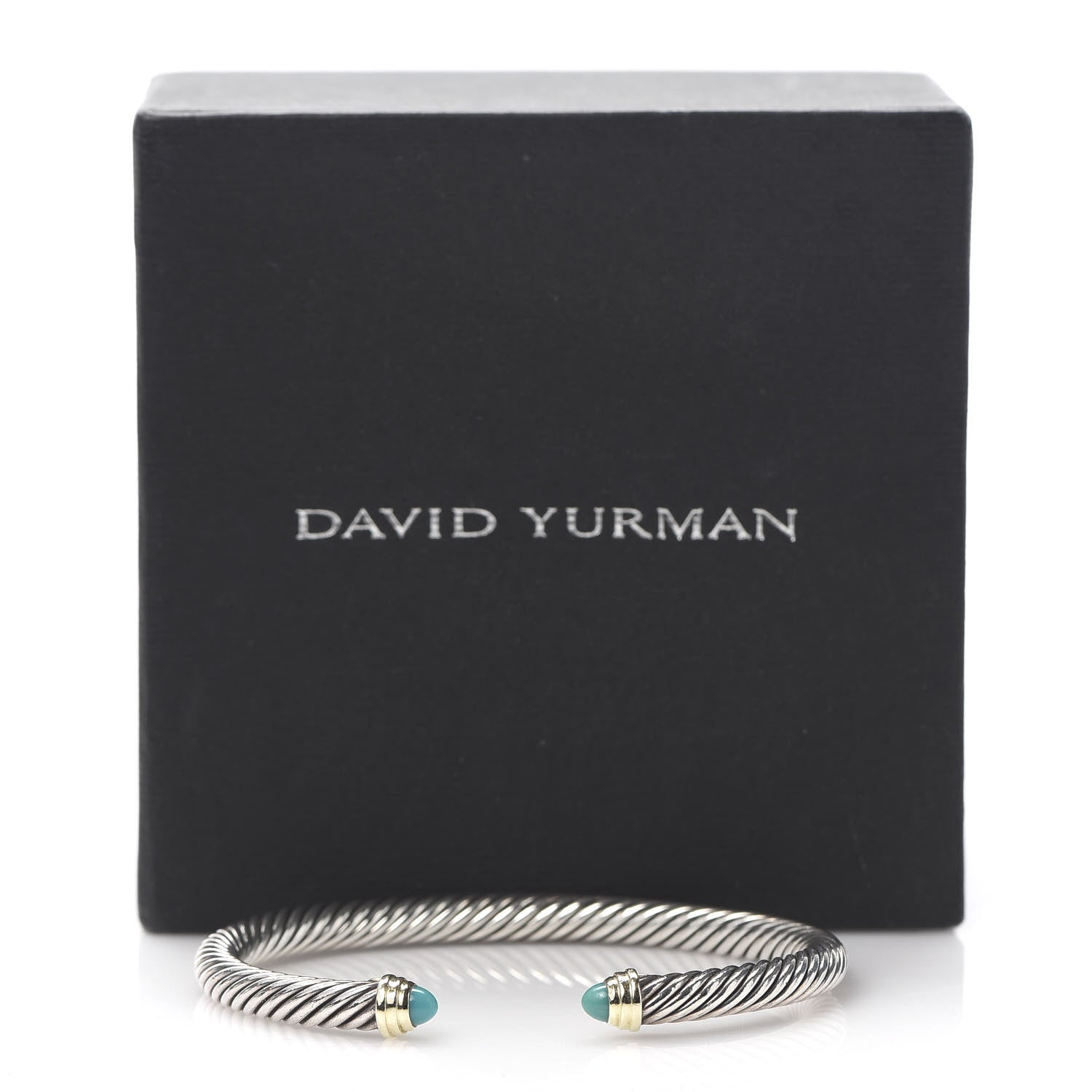 David Yurman Sterling Silver 14K Yellow Gold Turquoise 5mm Cable Classics Petite Color Bracelet 6 of 6