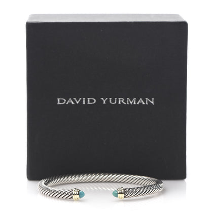 David Yurman Sterling Silver 14K Yellow Gold Turquoise 5mm Cable Classics Petite Color Bracelet 6 of 6