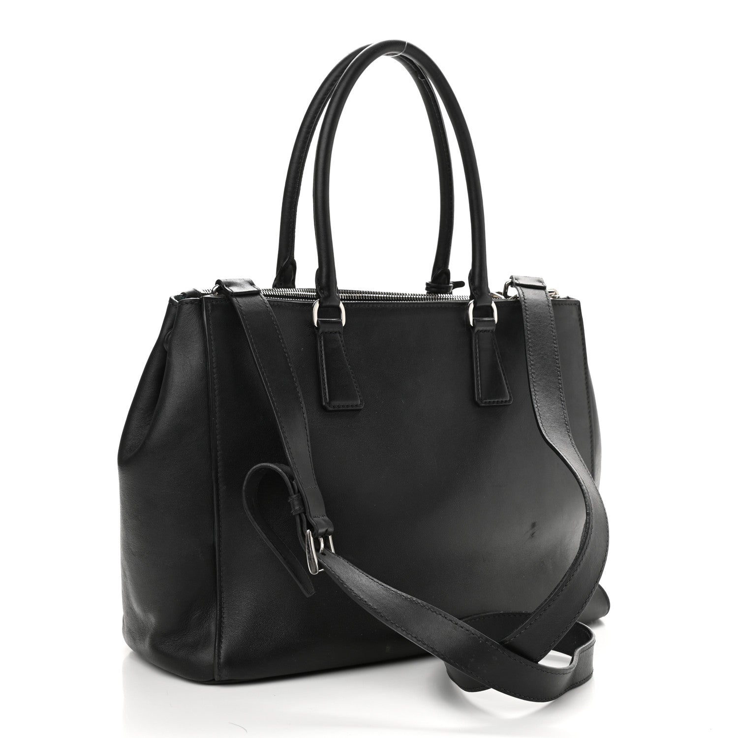 Prada Soft Calfskin Galleria Double Zip Tote Black 3 of 21