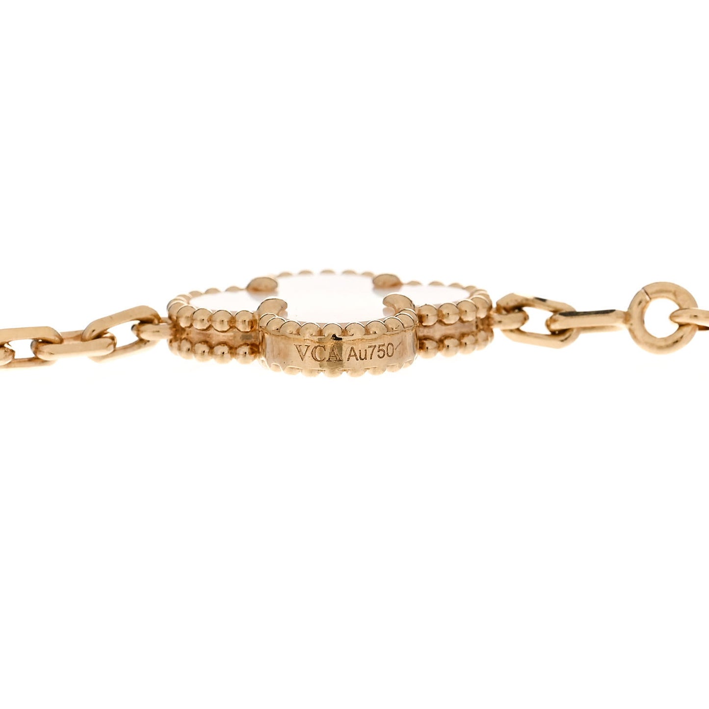 18K Yellow Gold Mother of Pearl 5 Motifs Vintage Alhambra Bracelet