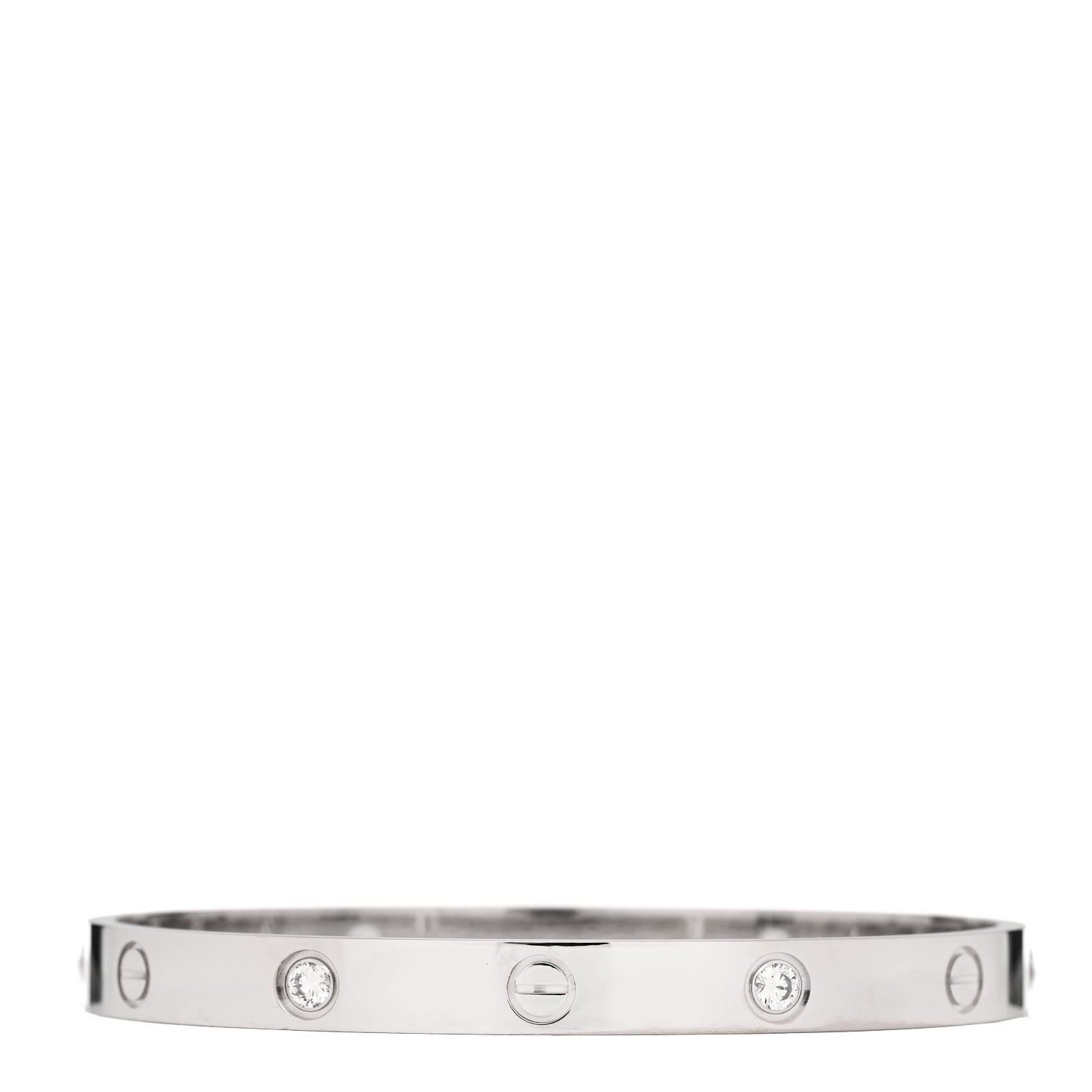 Cartier 18K White Gold 4 Diamond Love Bracelet 18 1 of 9
