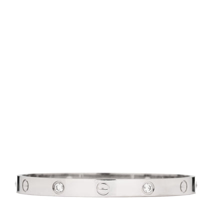 Cartier 18K White Gold 4 Diamond Love Bracelet 18 1 of 9