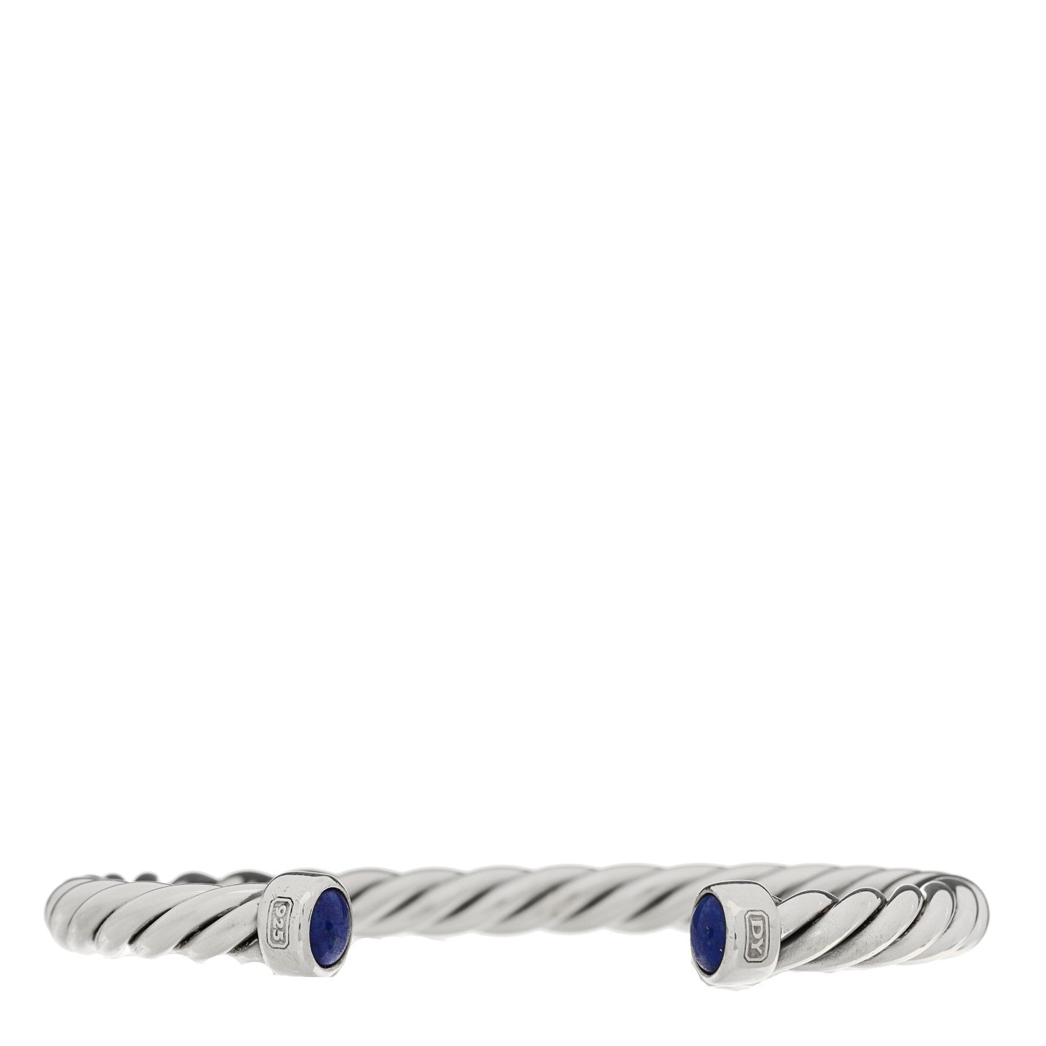 David Yurman Sterling Silver Lapis Lazuli 6mm Cable Classic Cuff Bracelet 1 of 3
