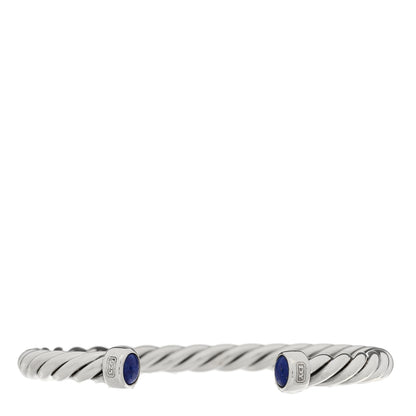 David Yurman Sterling Silver Lapis Lazuli 6mm Cable Classic Cuff Bracelet 1 of 3