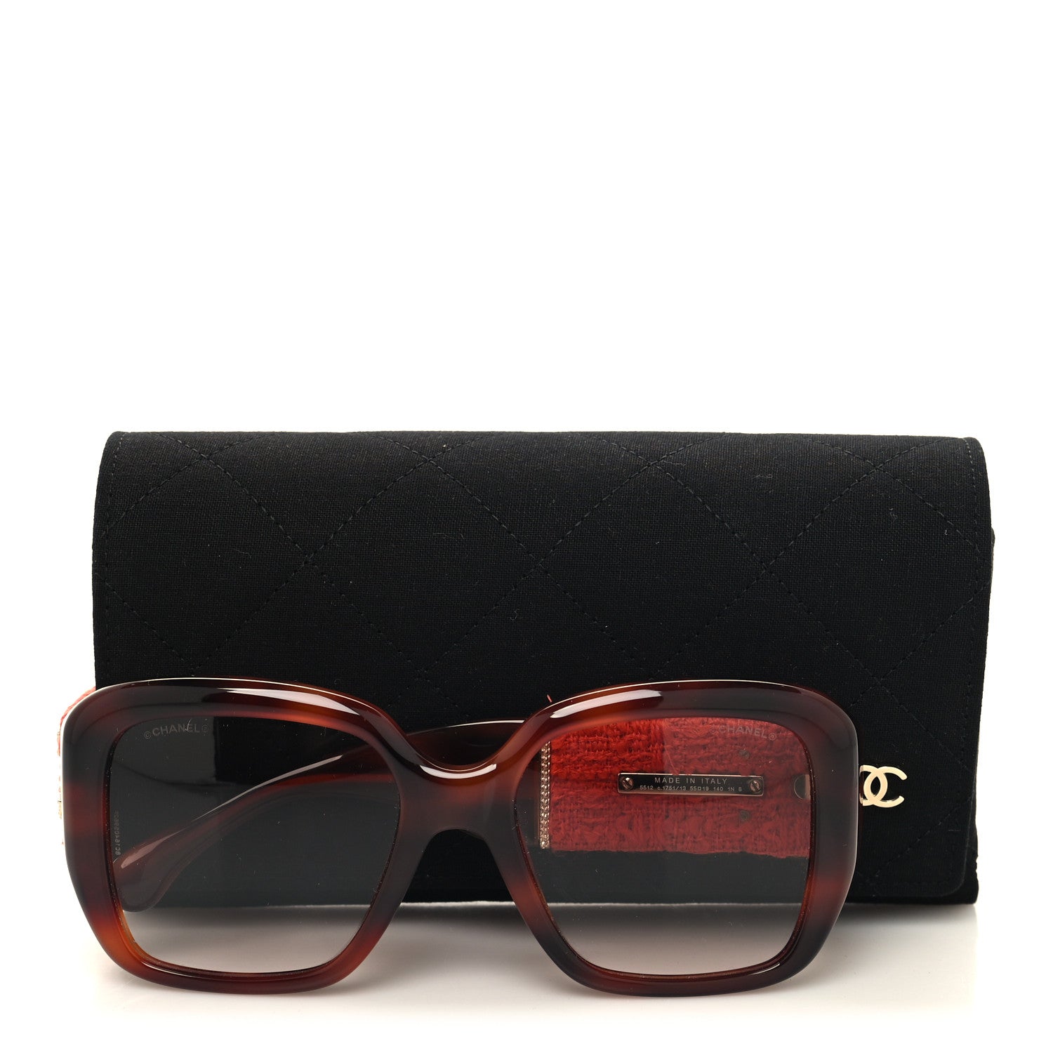 Chanel Acetate Tweed Square Sunglasses 5512 Tortoise Red 8 of 8