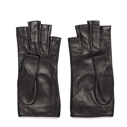 Gucci Metallic Nappa Donna Fingerless Gloves 8.5 Black 2 of 5