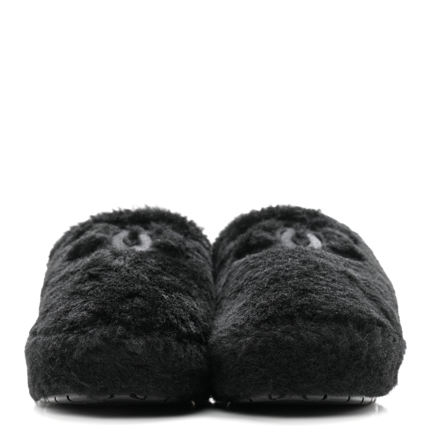 Chanel Fur CC Flat Mules 41 Black 2 of 14