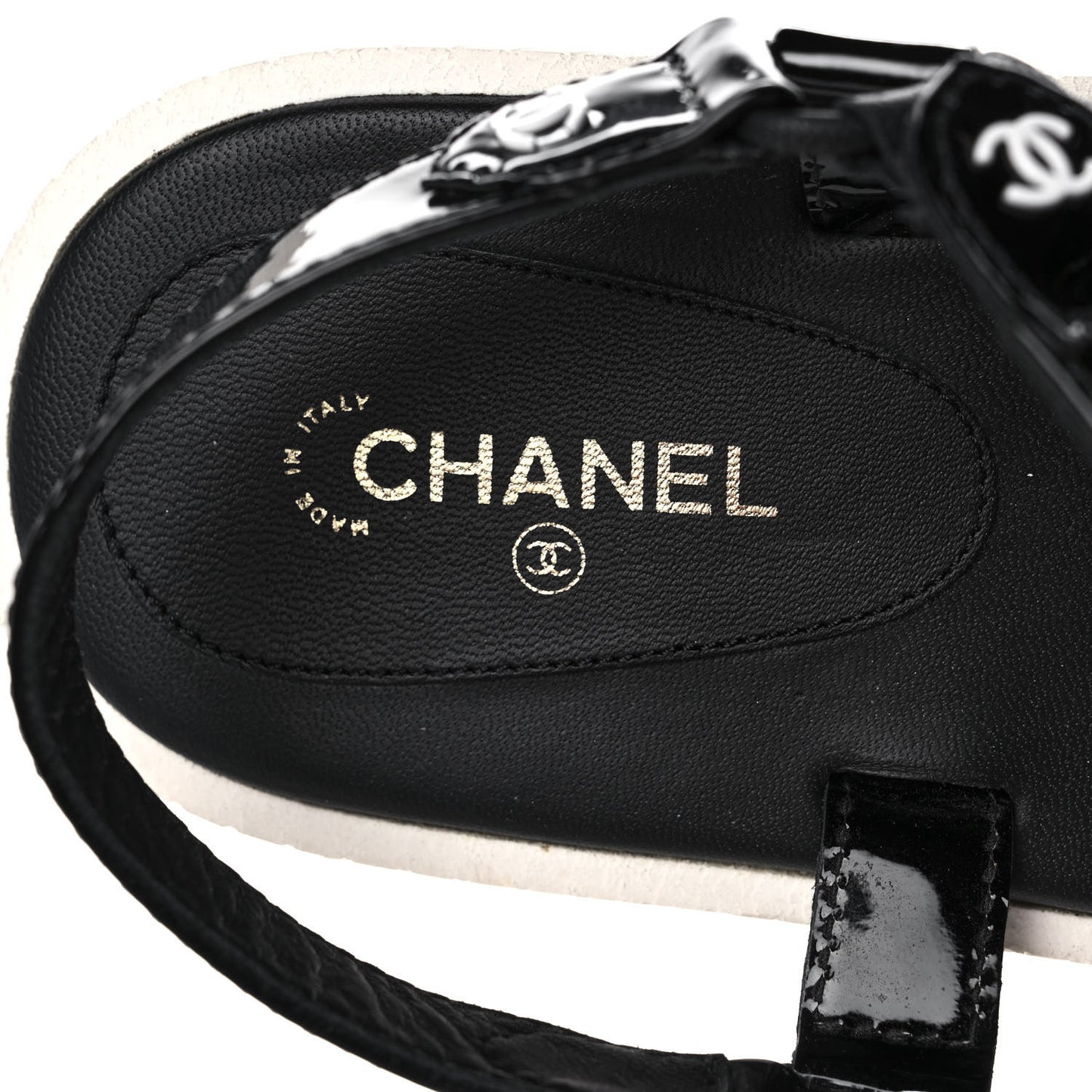 Patent Calfskin Velcro Dad Sandals 40 Black