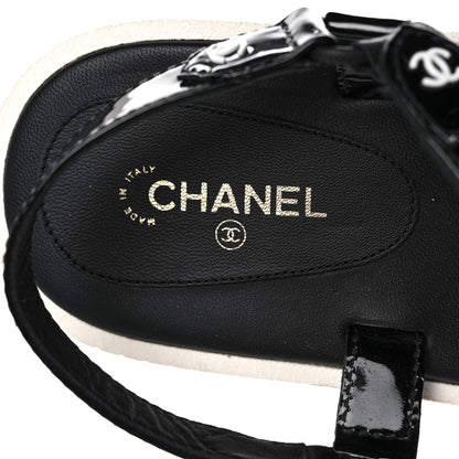 Chanel Patent Calfskin Velcro Dad Sandals 40 Black 7 of 8