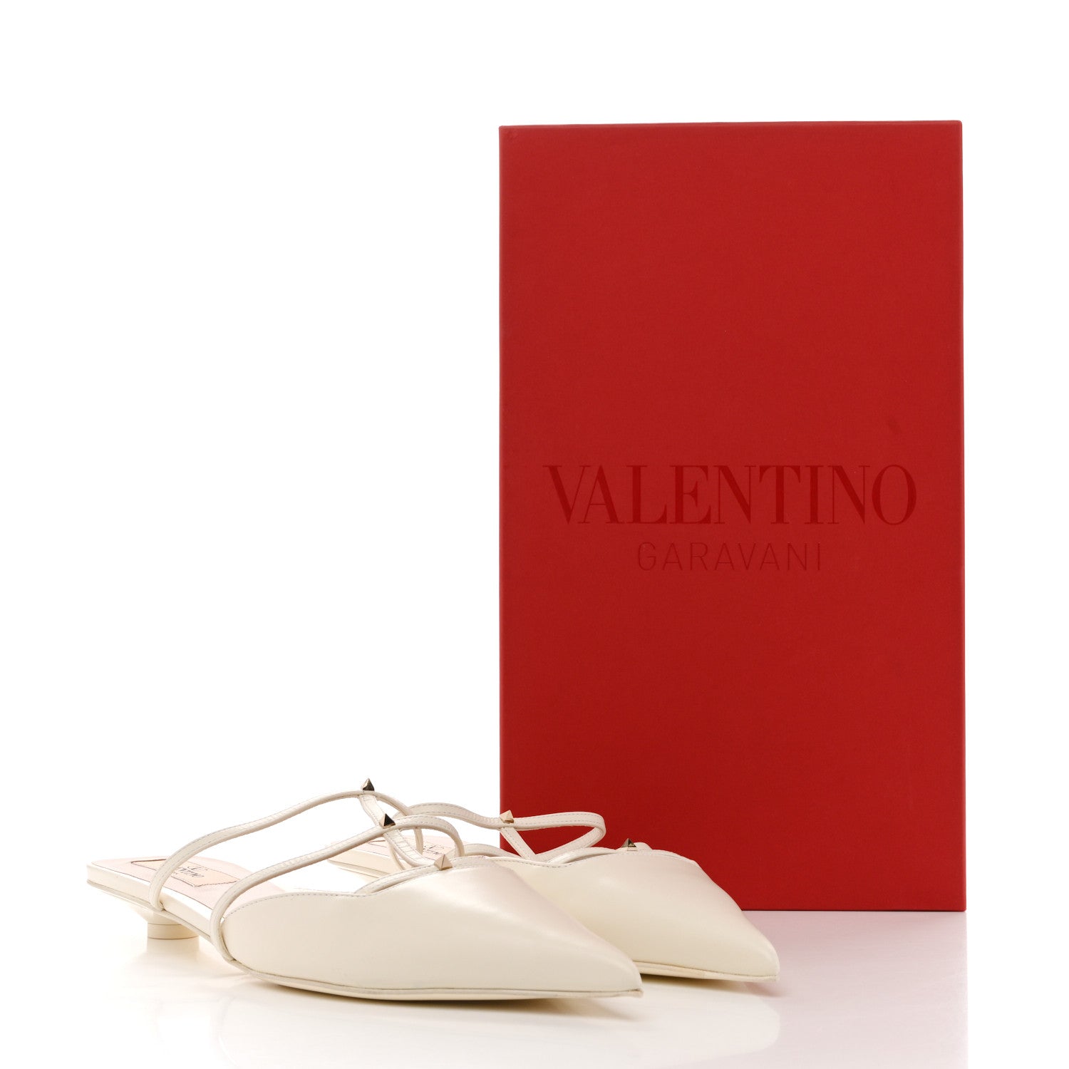 Valentino Garavani Calfskin Rockstud Wispy Mules 37.5 Ivory 10 of 10