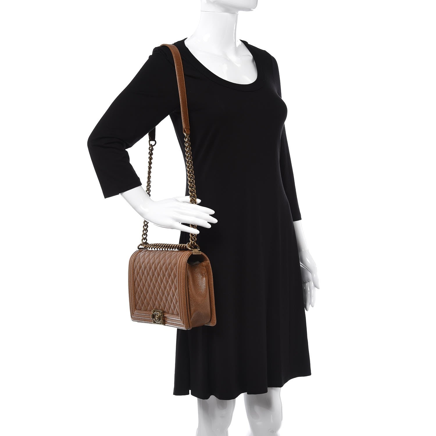 Chanel Caviar Quilted New Medium Boy Flap Brown 2 of 8