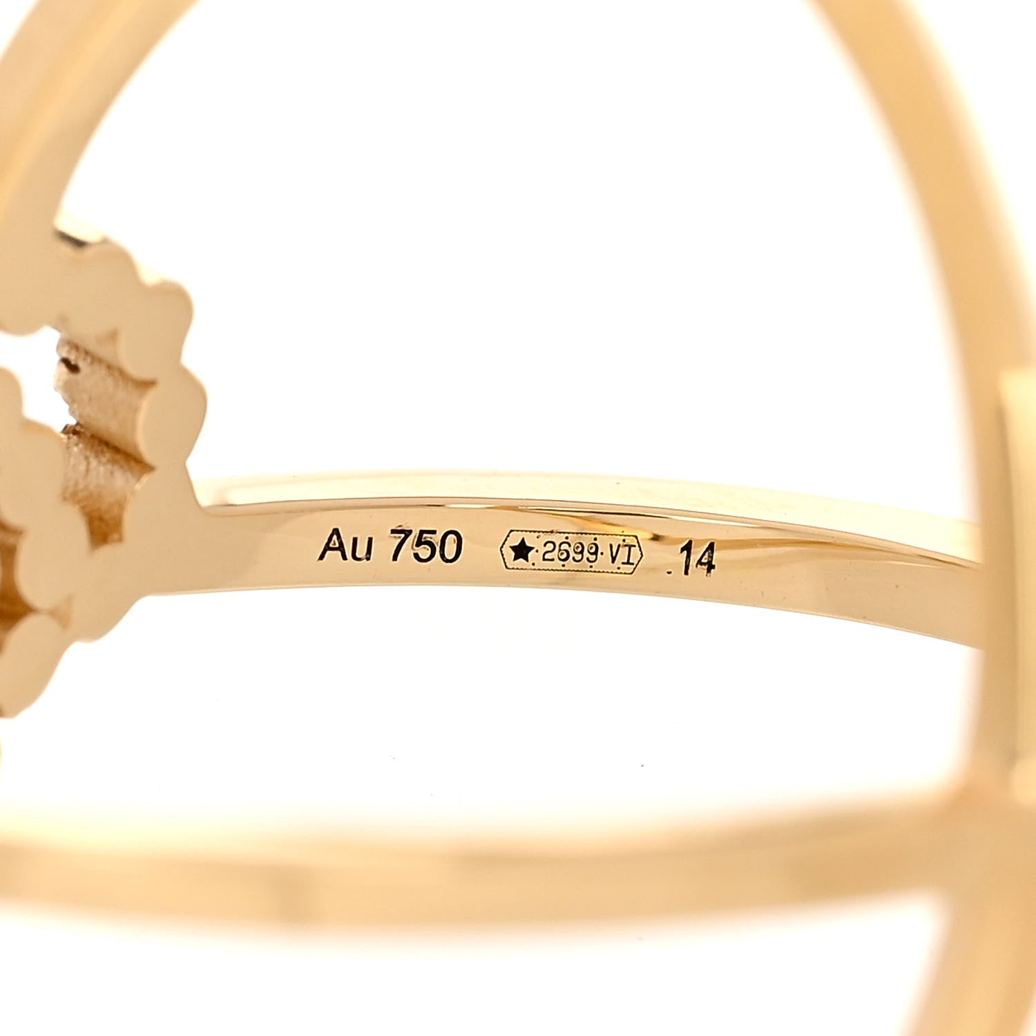 Gucci 18K Yellow Gold Diamond Running G Cross Ring 53 6.5 5 of 6