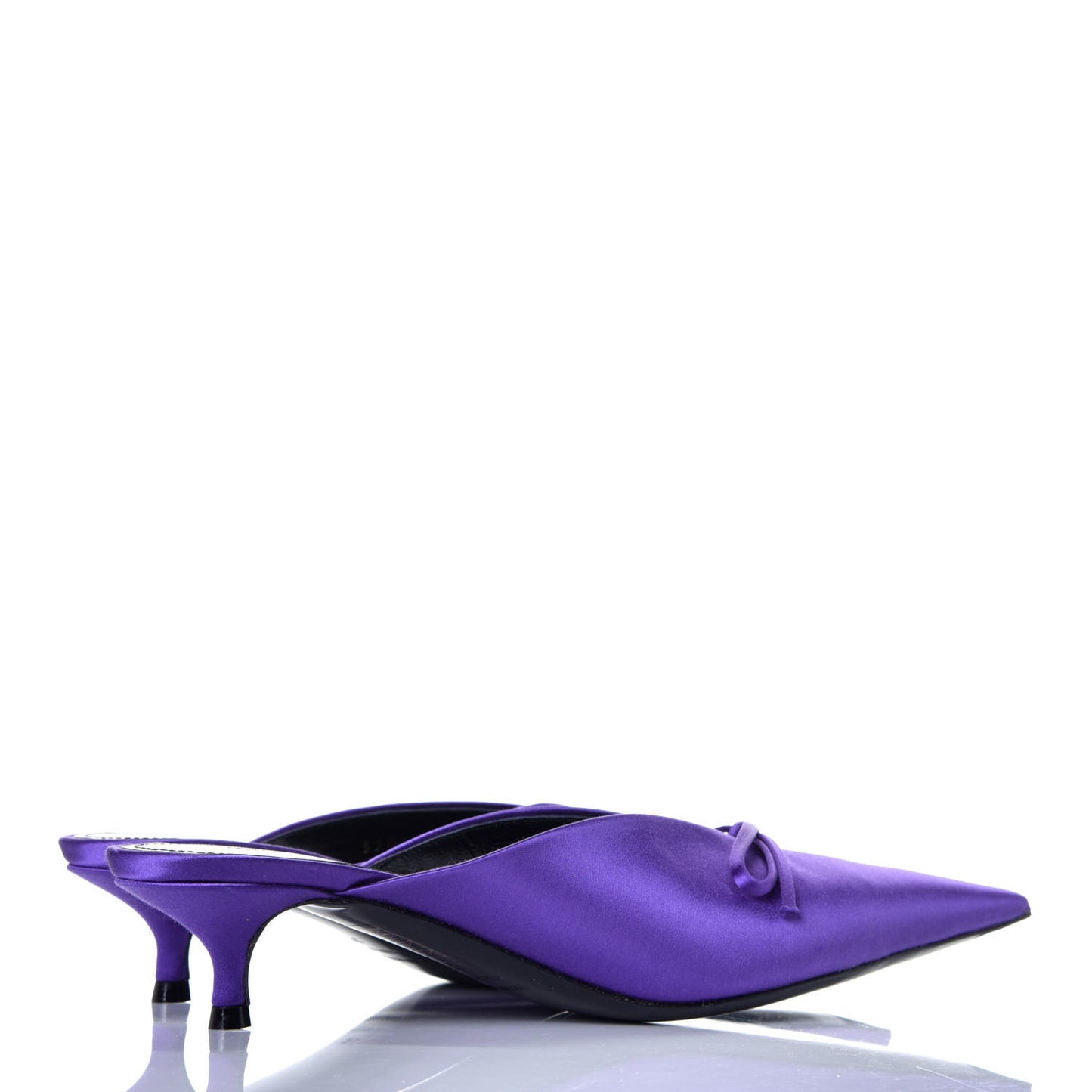 Satin Pointed Toe Knife 40mm Mules 38 Violet Vif