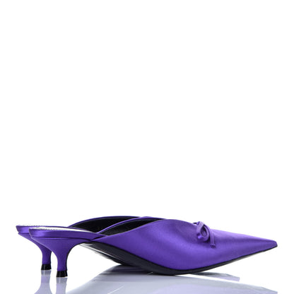 Balenciaga Satin Pointed Toe Knife 40mm Mules 38 Violet Vif 4 of 8