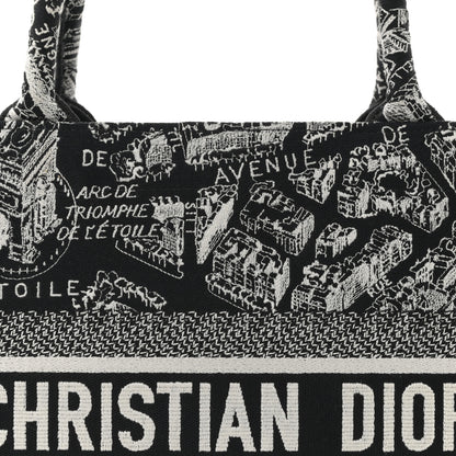 Christian Dior Canvas Embroidered Medium Plan De Paris Book Tote Black White 8 of 11