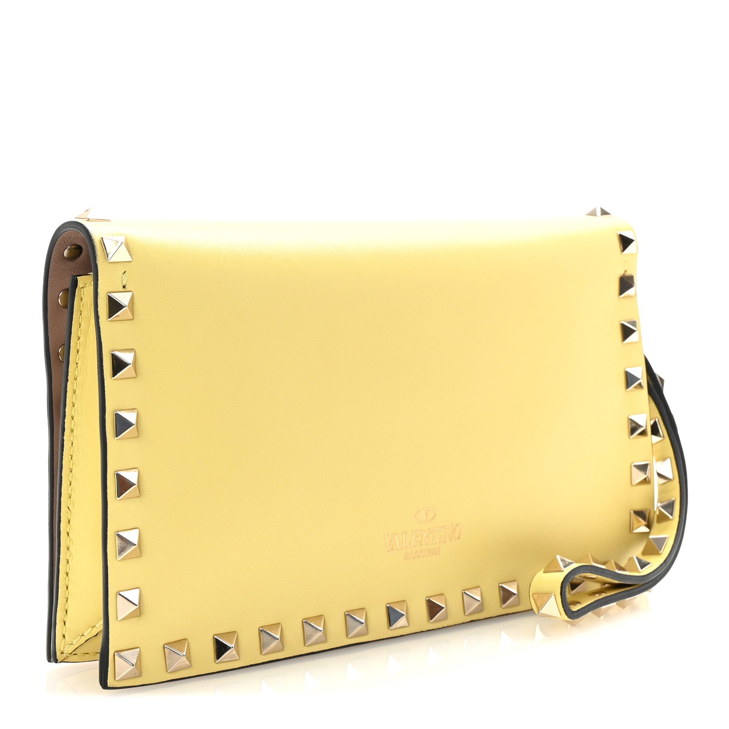 Valentino Garavani Nappa Rockstud Wristlet Clutch Light Yellow 3 of 6