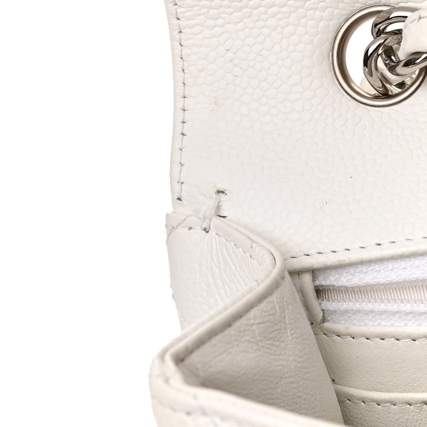 Caviar Quilted Jumbo Single Flap White