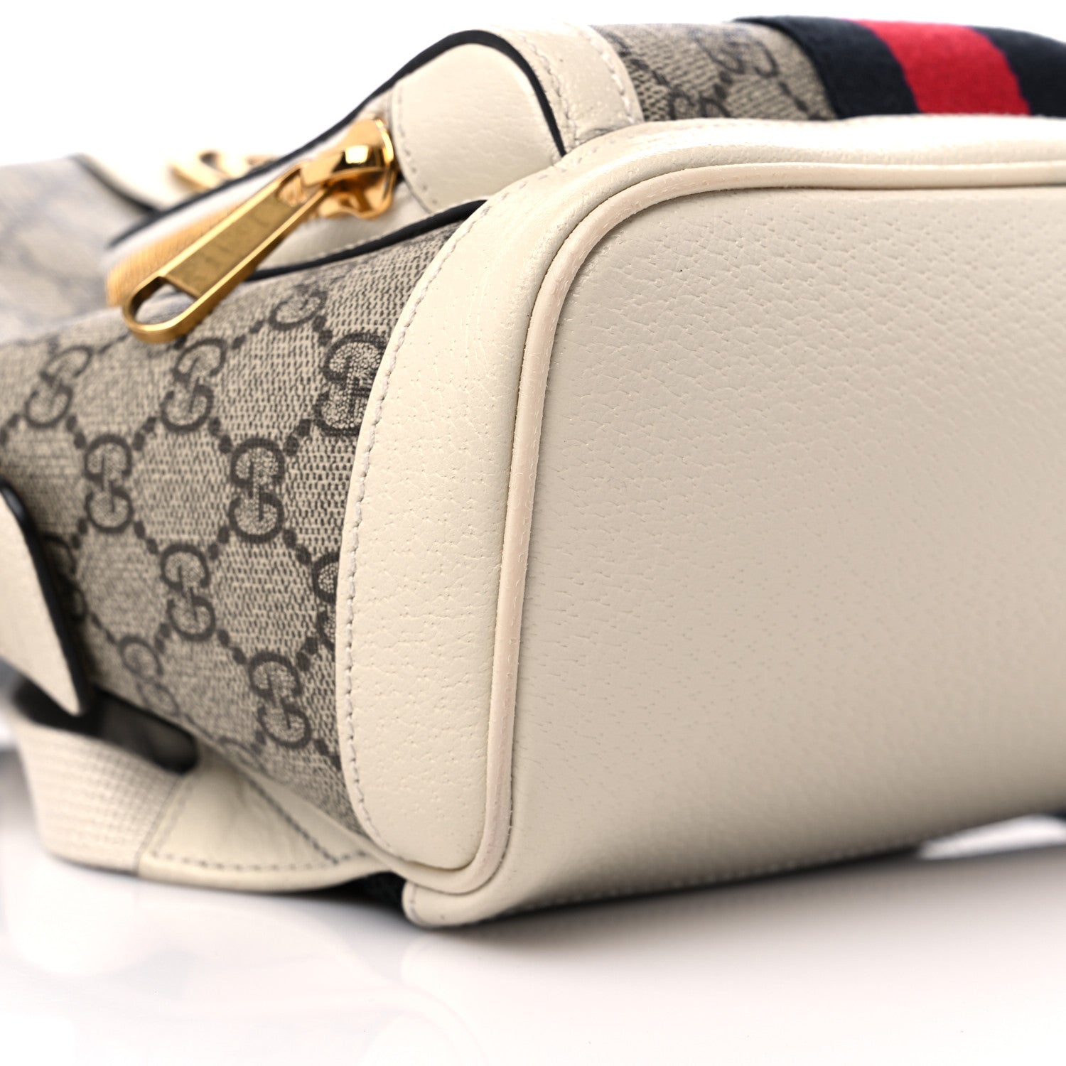 Gucci GG Supreme Monogram Textured Calfskin Web Small Ophidia Day Backpack Beige Ebony Mystic White 7 of 9