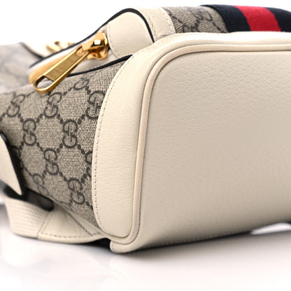 Gucci GG Supreme Monogram Textured Calfskin Web Small Ophidia Day Backpack Beige Ebony Mystic White 7 of 9