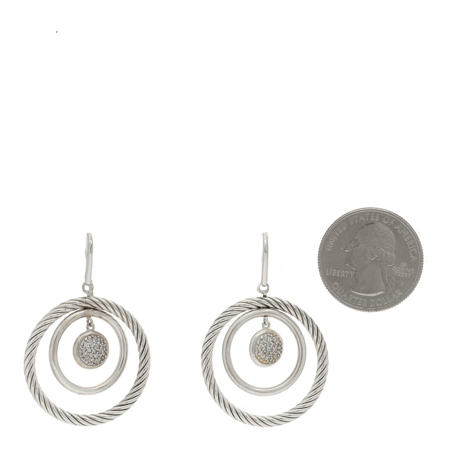 Sterling Silver Diamond Mobile Circle Earrings