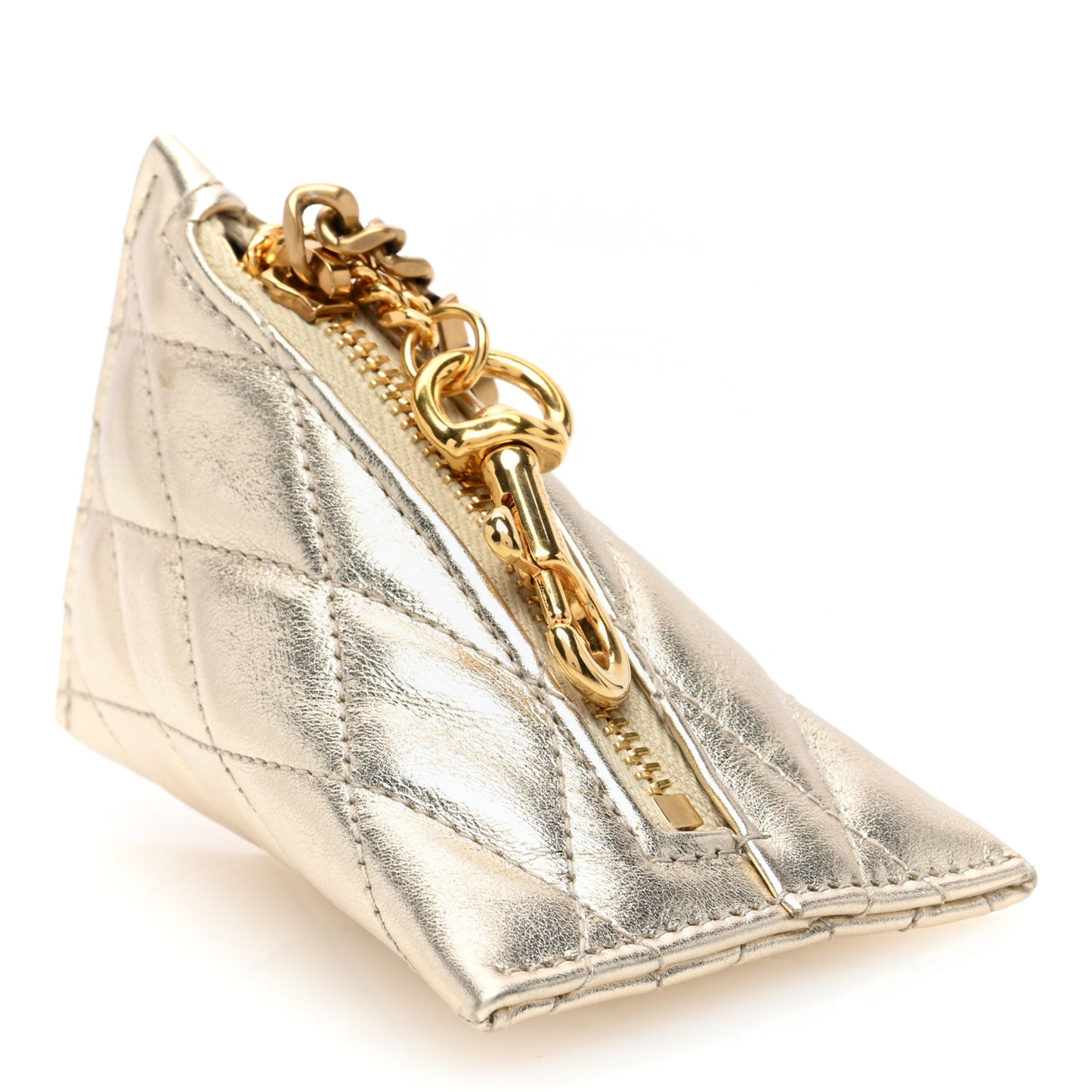 Metallic Calfskin Berlingo Bag Charm Platino