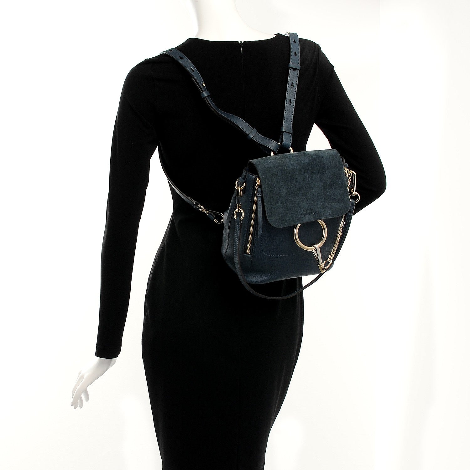 Chloe Suede Calfskin Small Faye Backpack Silver Blue 2 of 8