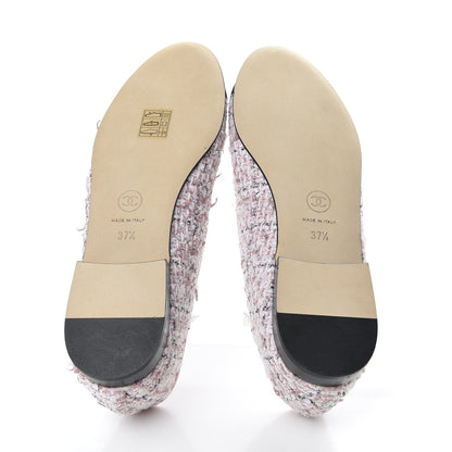 Chanel Tweed Cap Toe Ballerina Flats 37.5 Pink Black 5 of 10