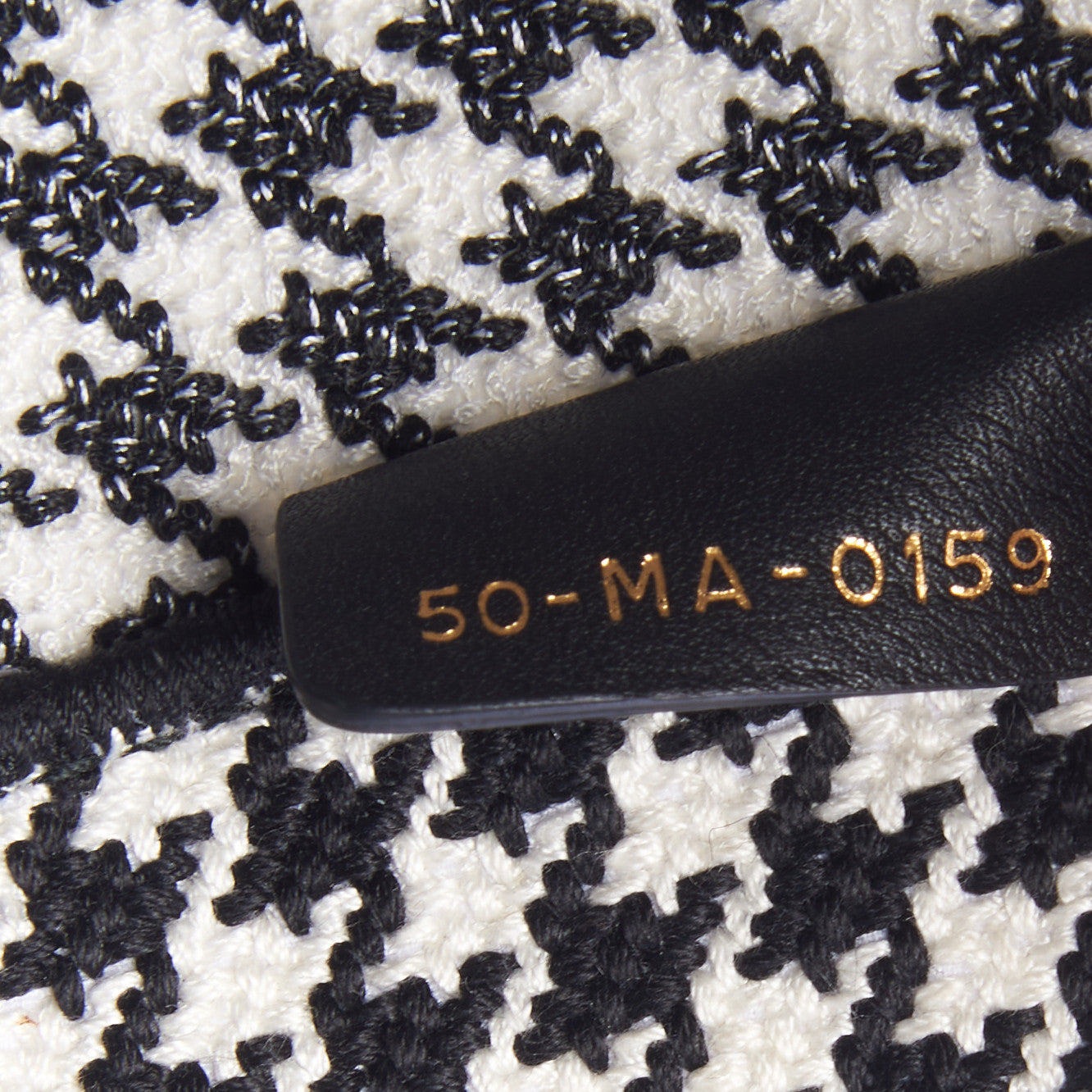 Christian Dior Canvas Houndstooth Embroidered Medium Book Tote Black White 9 of 9