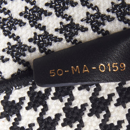 Christian Dior Canvas Houndstooth Embroidered Medium Book Tote Black White 9 of 9