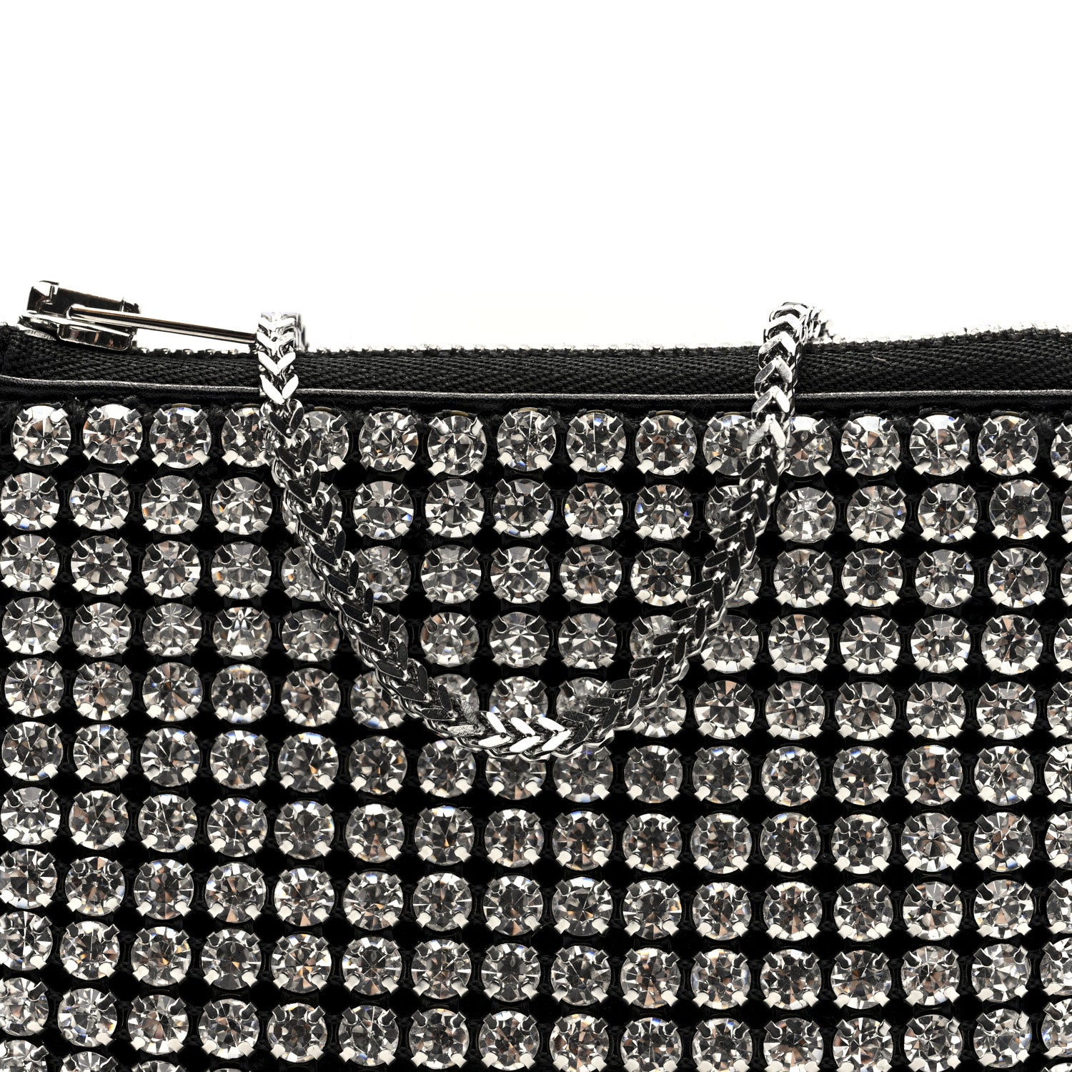 Alexander Wang Mesh Crystal Rhinestone Nano Heiress Shoulder Bag Black Silver 7 of 9