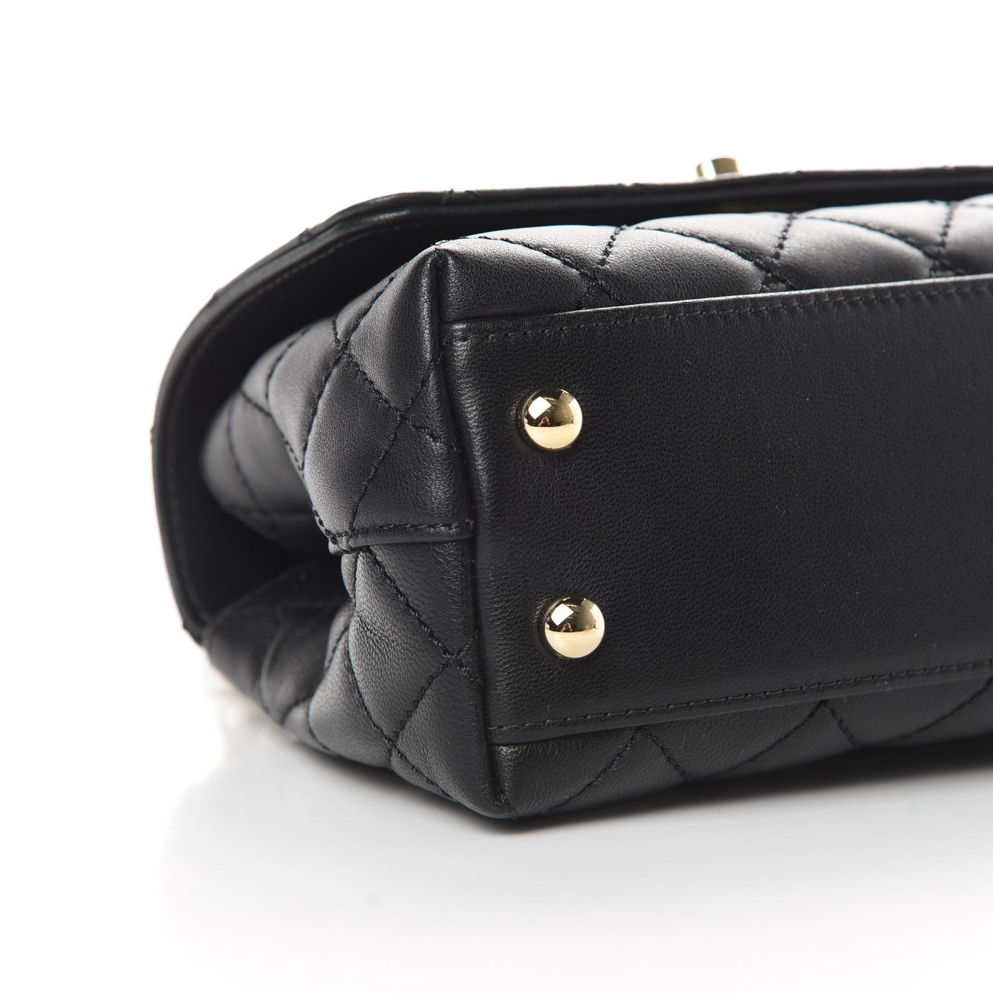 Goatskin Quilted Rainbow Extra Mini Coco Handle Flap Black