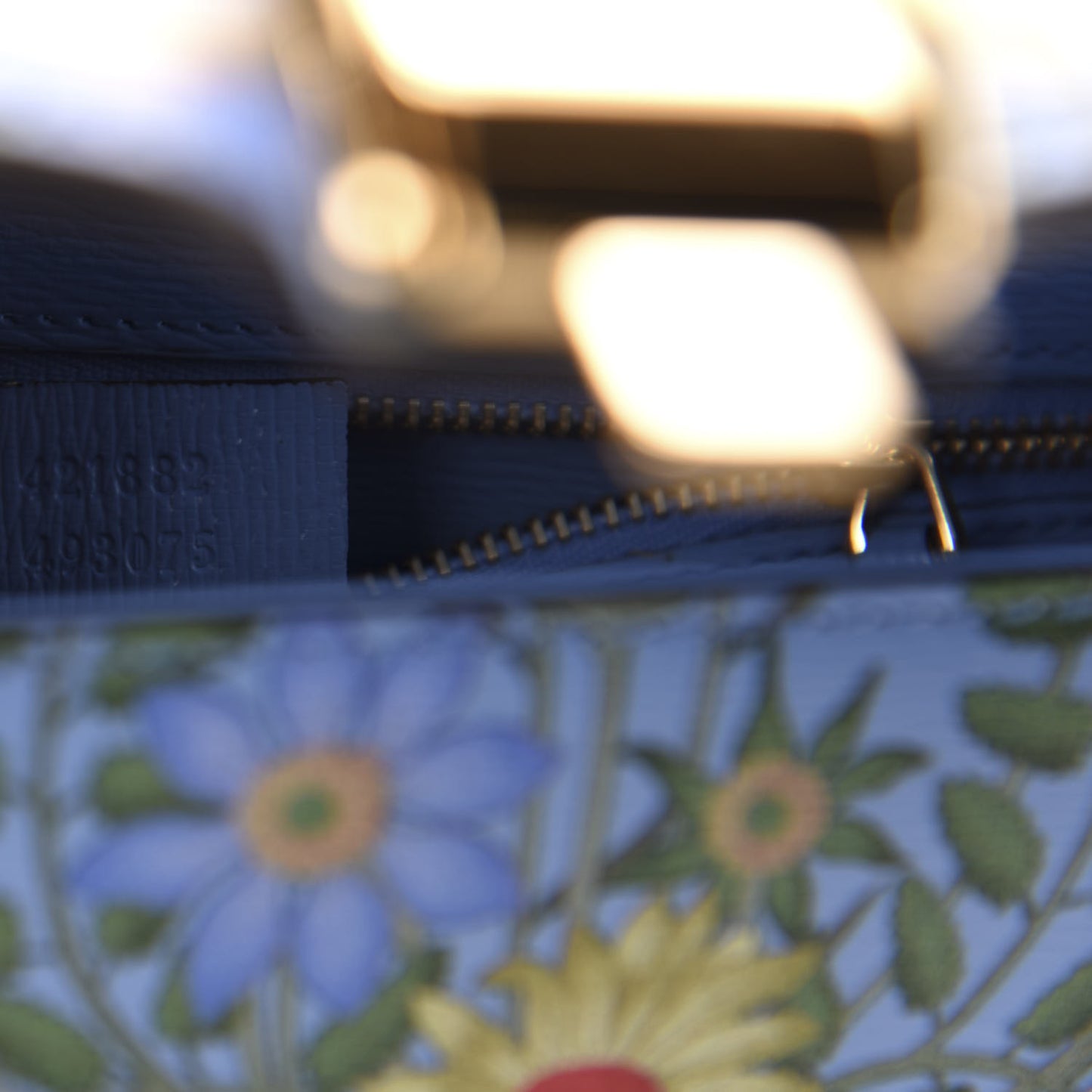 Shangai Calfskin Web New Flora Small Sylvie Shoulder Bag Azure