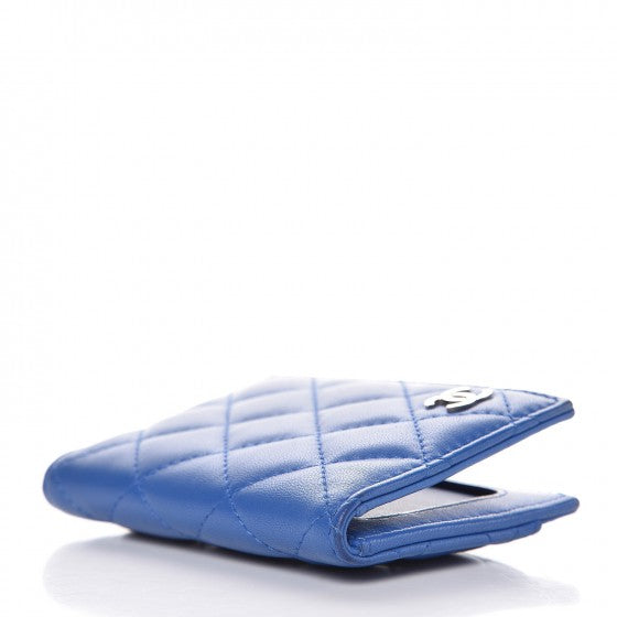 Chanel Lambskin Quilted Card Holder Wallet Blue 4 of 13