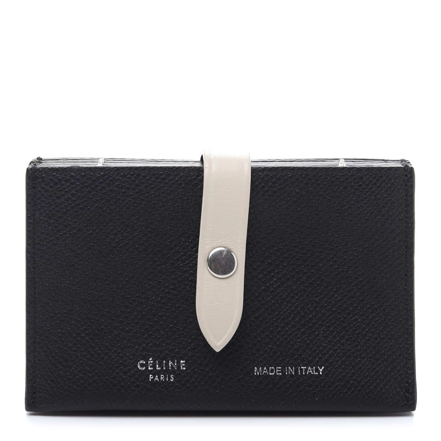 Celine Grained Shiny Calfskin Accordion Card Holder Black Chalk 1 of 8
