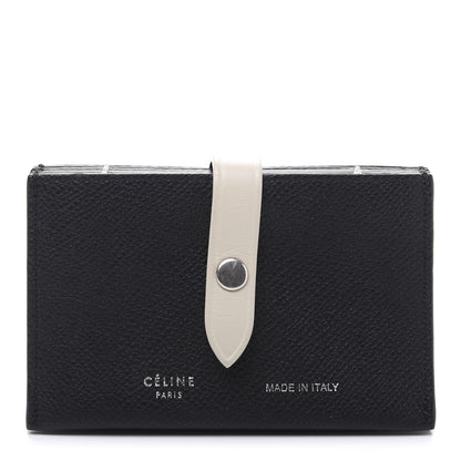 Celine Grained Shiny Calfskin Accordion Card Holder Black Chalk 1 of 8
