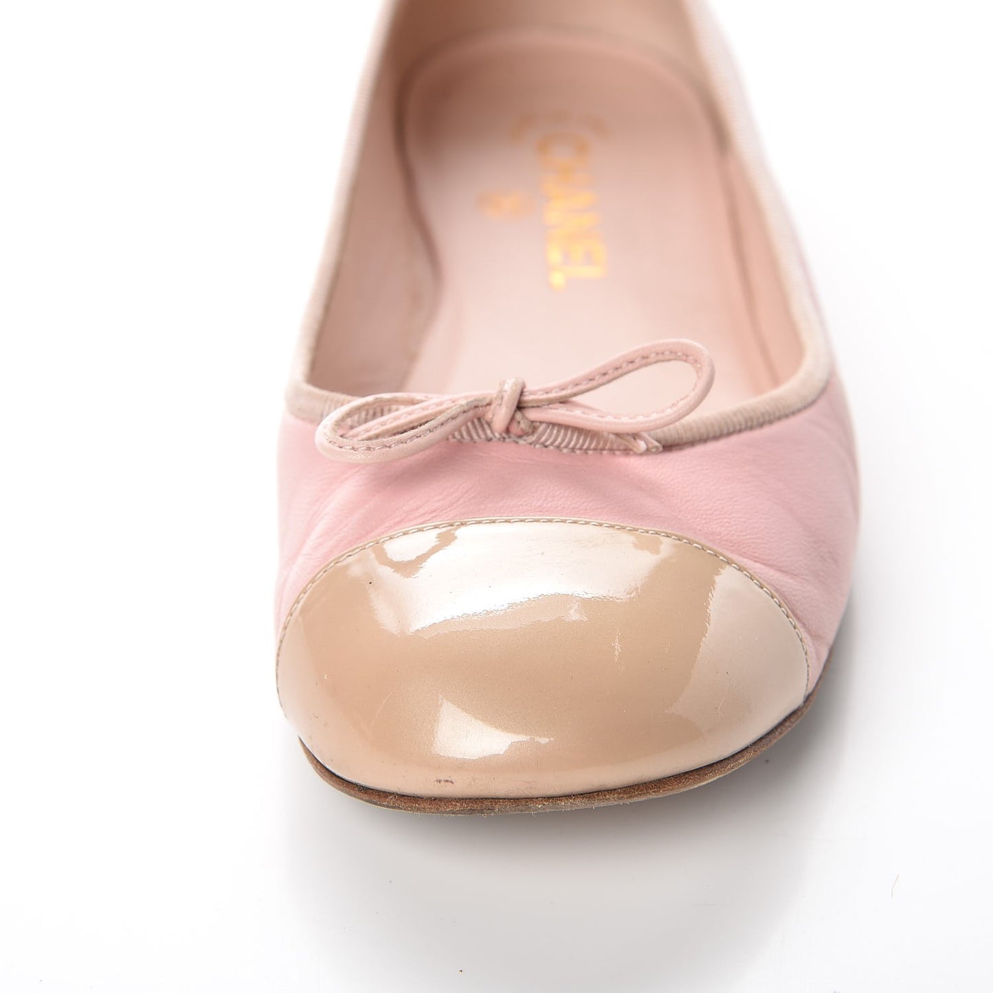 Lambskin Patent Cap Toe CC Ballerina Flats 40 Rose Clair