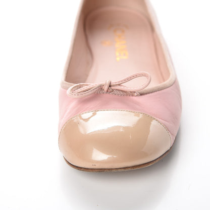 Chanel Lambskin Patent Cap Toe CC Ballerina Flats 40 Rose Clair 13 of 26