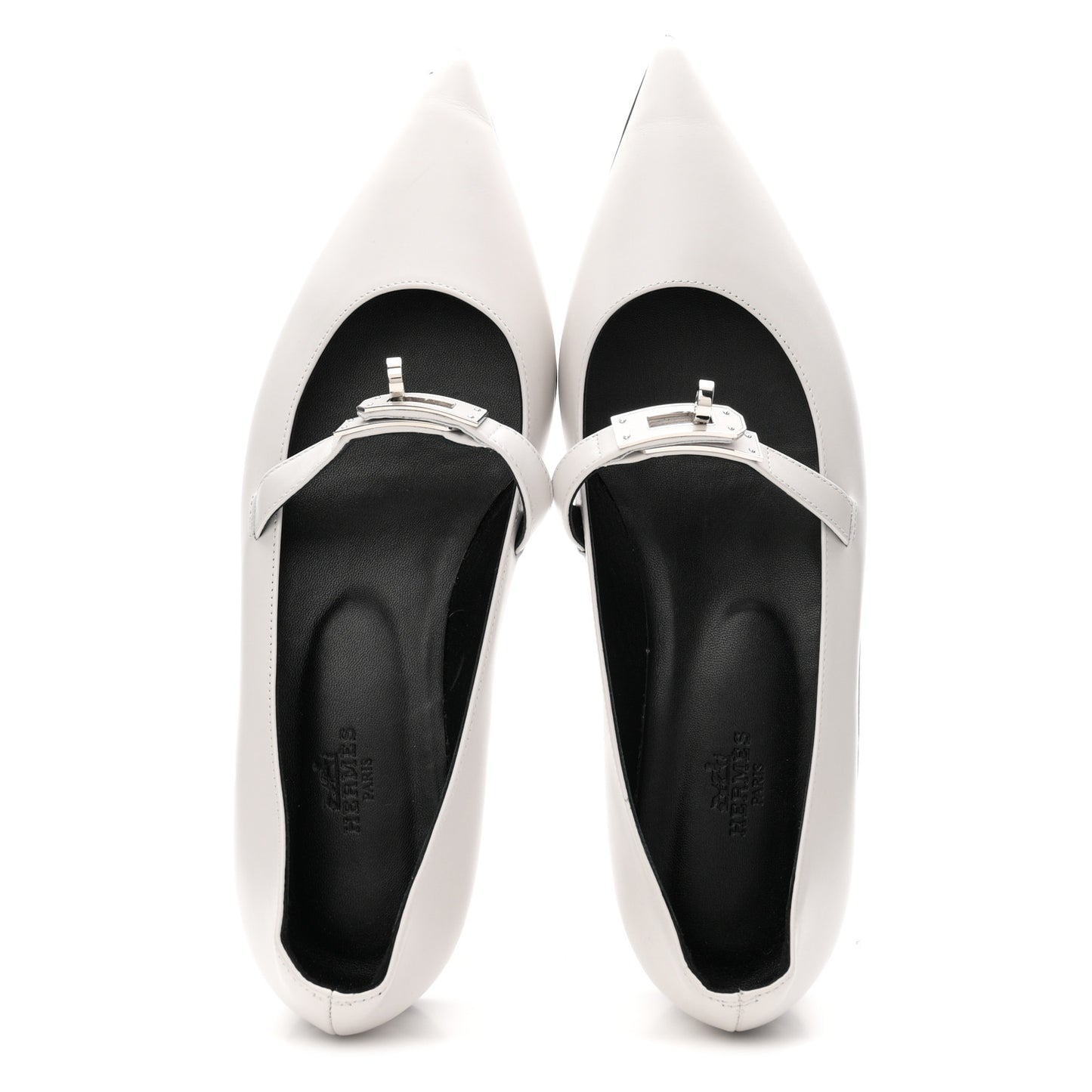 Calfskin Kelly Ballet Flat 38 Gris Clair