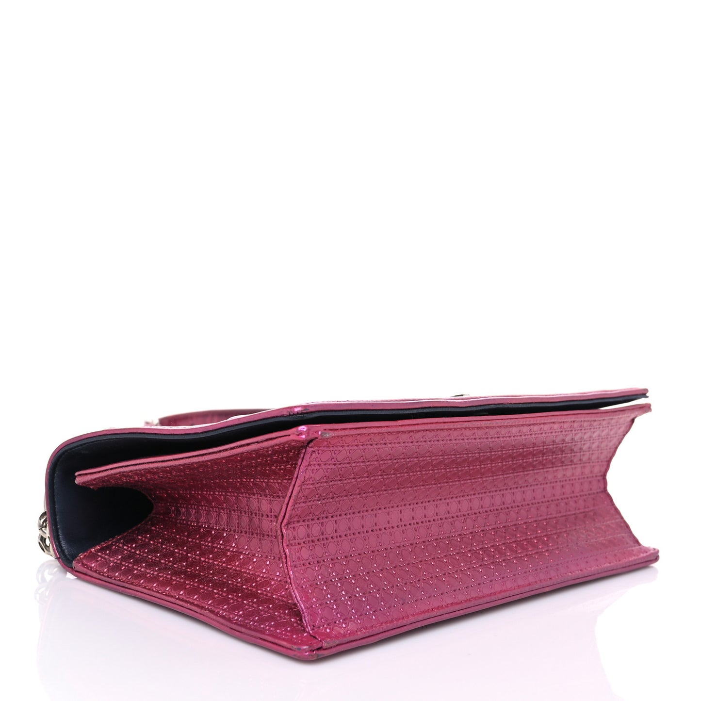 Metallic Patent Micro-Cannage Medium Diorama Flap Bag Pink