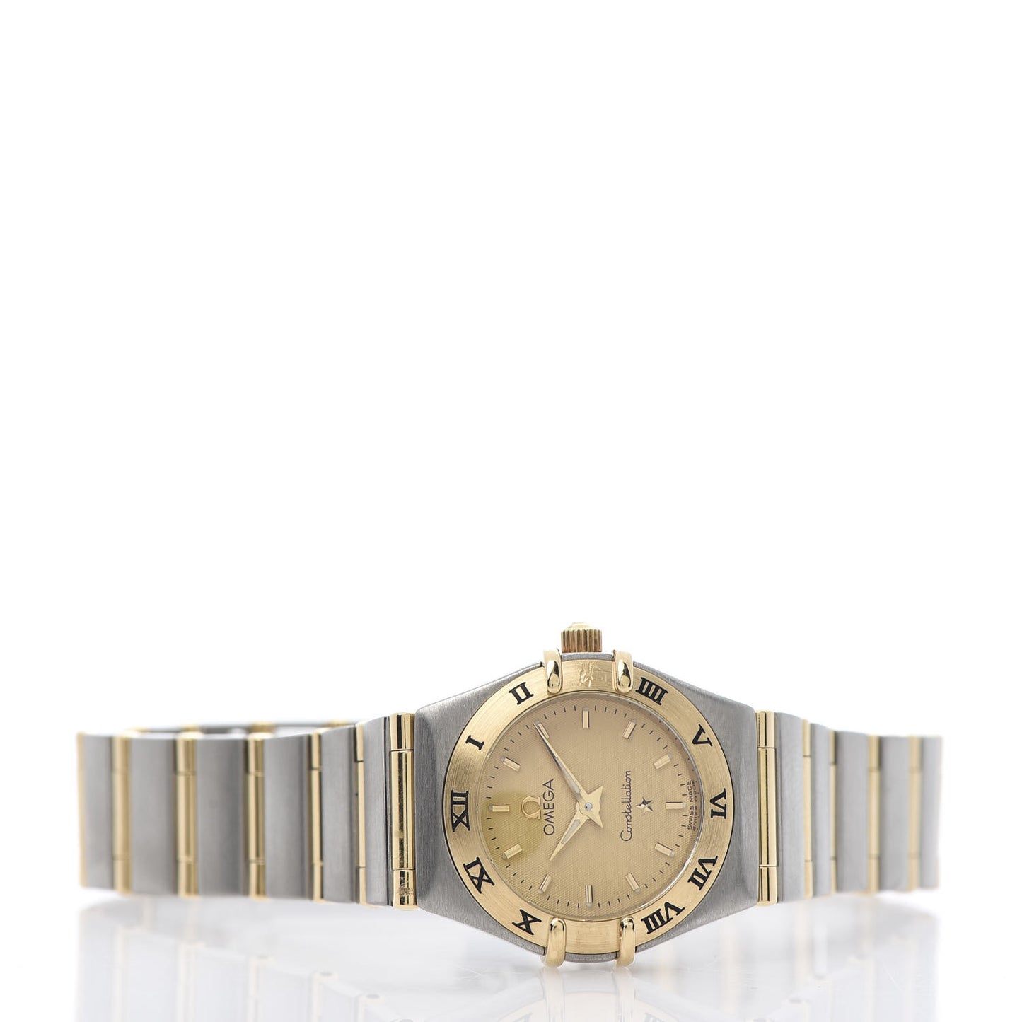 Stainless Steel 18K Yellow Gold 22mm Constellation Quartz Watch Champagne 1262.10