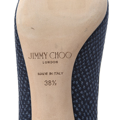 Jimmy Choo Denim Python Printed Pointy Toe Romy 85 Pumps 38.5 Navy 9 of 11