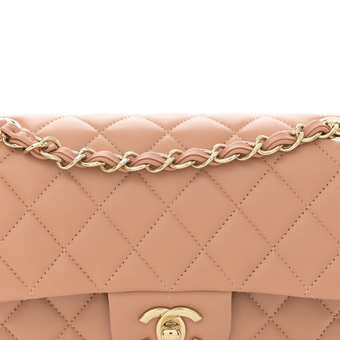 Lambskin Quilted Small Double Flap Brown